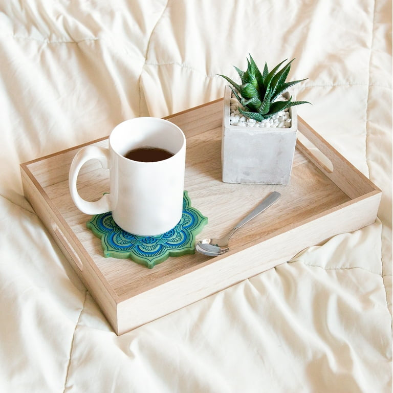 On the Surface Decorative Rectangle Tray, Customizable Serving Tray with Handles