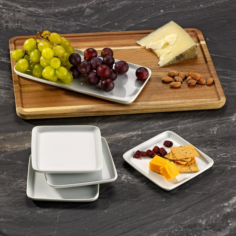 White Porcelain Grazing Board With Acacia Wood