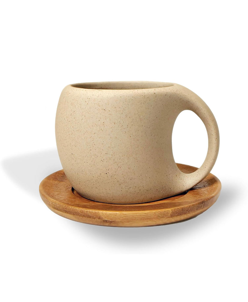 VC Pebble Coffee/Tea Cup with Natural Acacia Wood Saucer