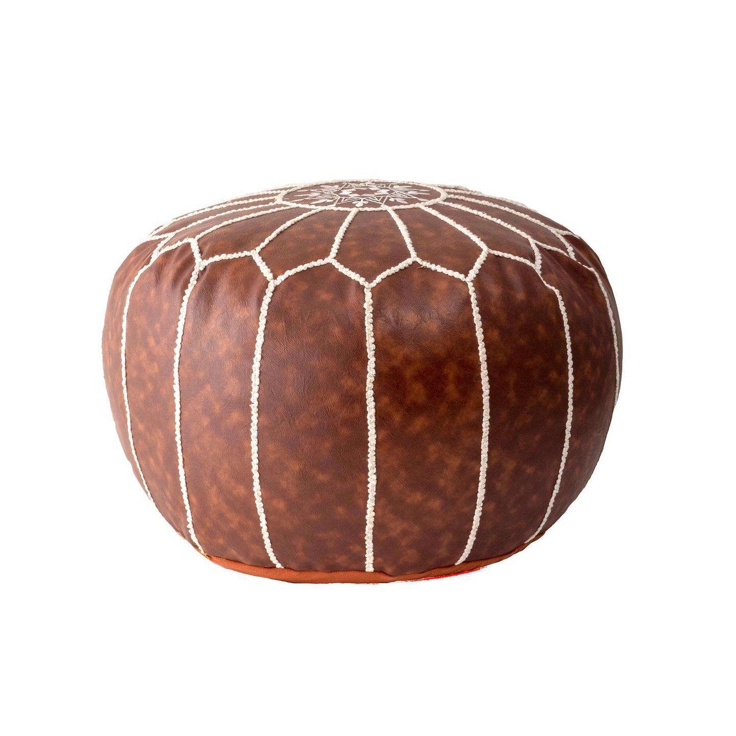 Classic Moroccan Faux Leather Filled Ottoman Pouf