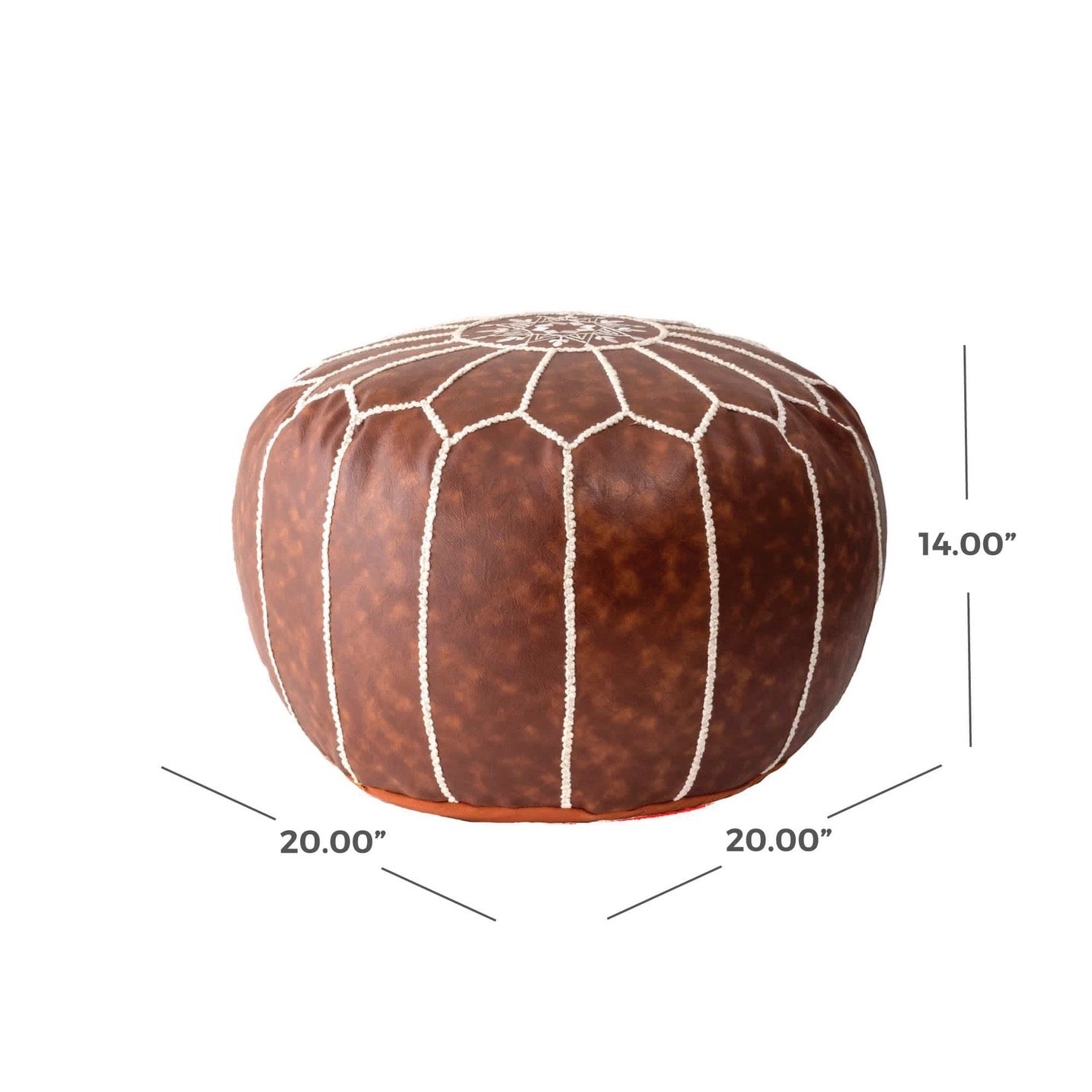 Classic Moroccan Faux Leather Filled Ottoman Pouf