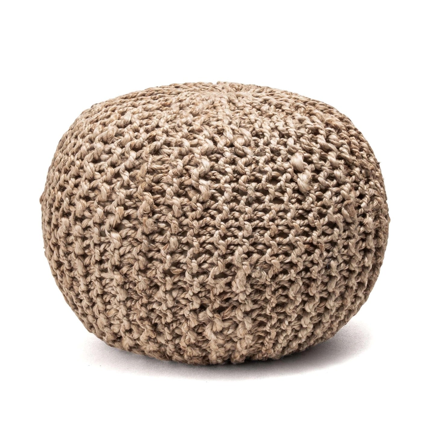 York Classic Knitted Solid Jute Filled Ottoman Pouf