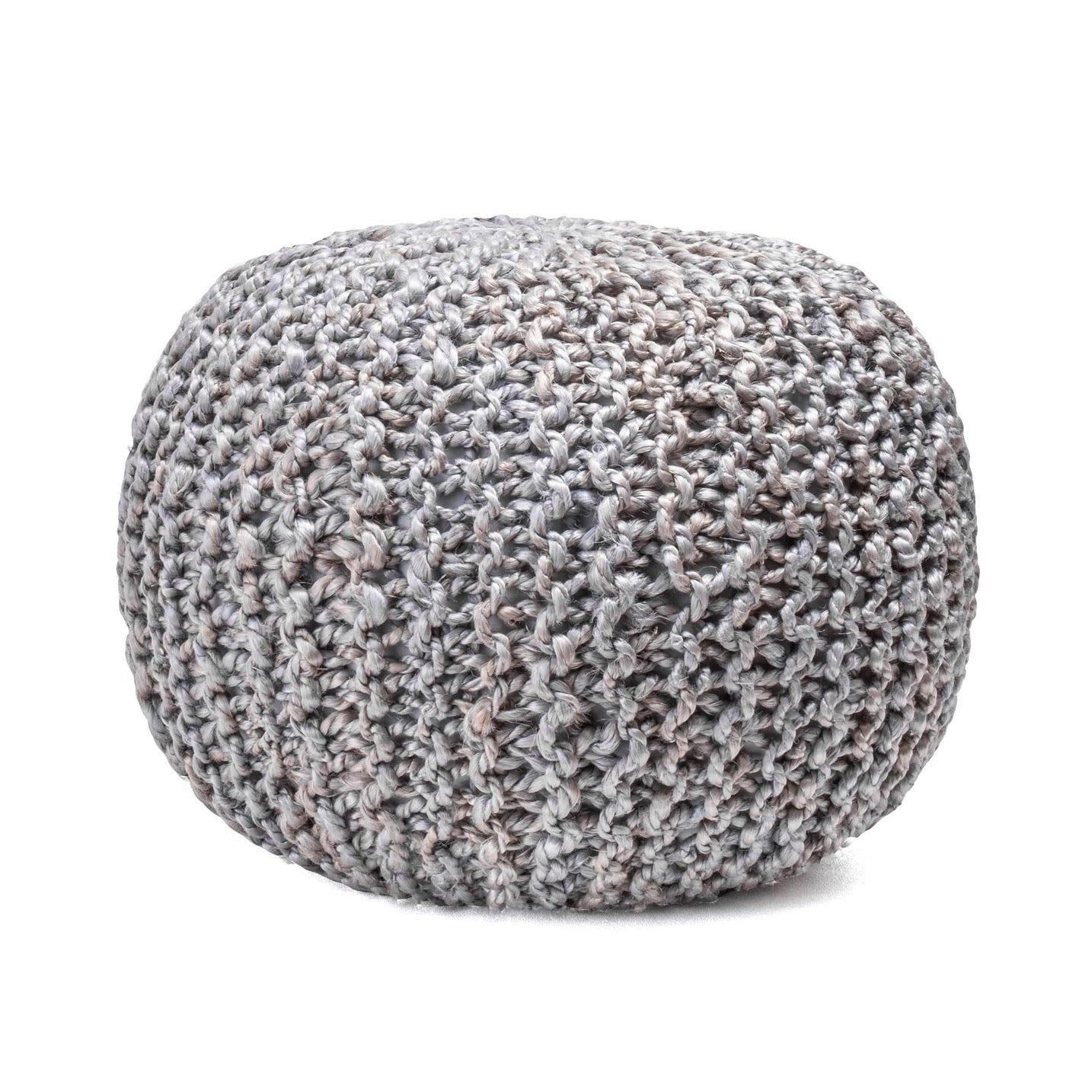 York Classic Knitted Solid Jute Filled Ottoman Pouf