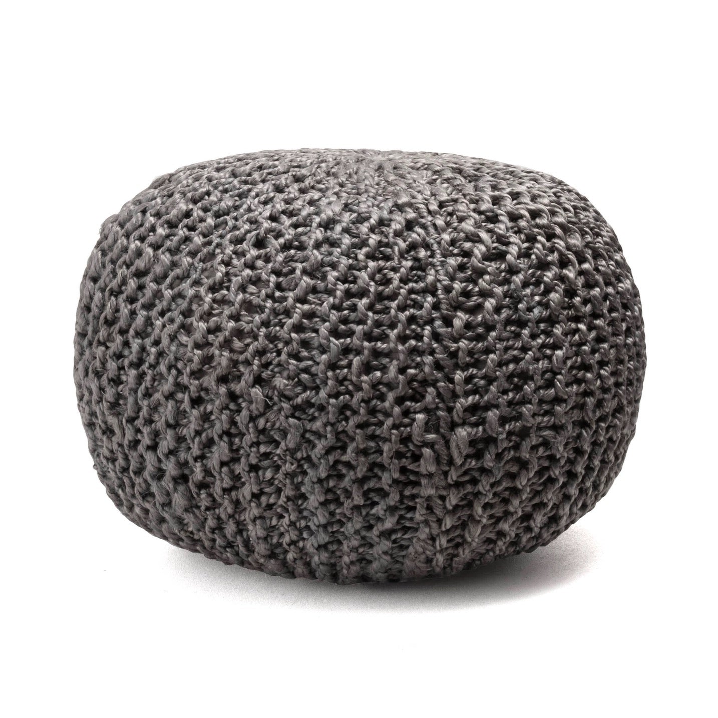 York Classic Knitted Solid Jute Filled Ottoman Pouf